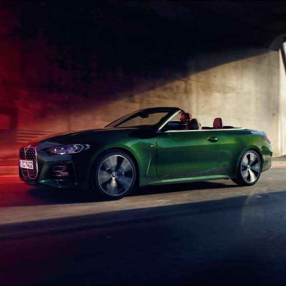 BMW 4系列敞篷跑車 車款外觀 G23 Sanremo Green銀粉漆車色的BMW 4系列敞篷跑車 G23