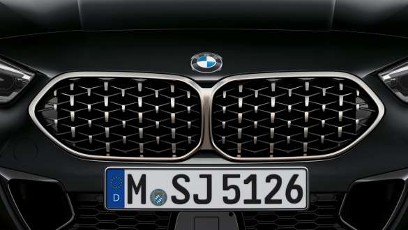 F44 BMW M235i xDrive Gran Coupé,BMW雙腎型水箱護罩網狀設計 F44 BMW M235i xDrive Gran Coupé,網狀設計的BMW雙腎型水箱護罩,Black Sapphire銀粉漆,特寫