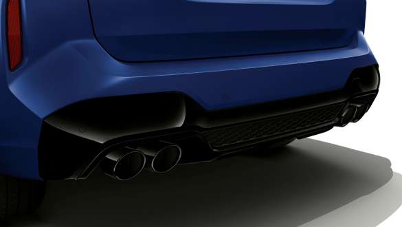 F97 BMW X3 M Competition LCI嶄新風貌,M運動化排氣系統 F97 BMW X3 M Competition LCI嶄新風貌,Frozen Marina Bay Blue銀粉漆,M運動化排氣系統車尾視角