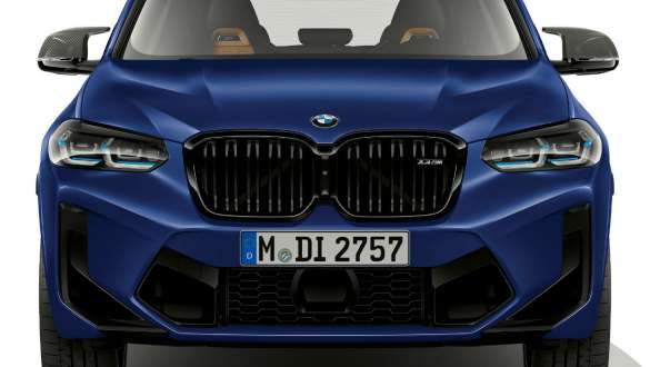 F97 BMW X3 M Competition LCI嶄新風貌,車頭設計 F97 BMW X3 M Competition LCI嶄新風貌,Frozen Marina Bay Blue銀粉漆,車頭設計,車頭視角