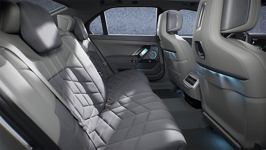 G70 BMW i7純電旗艦房車，影片中的尊饗座艙