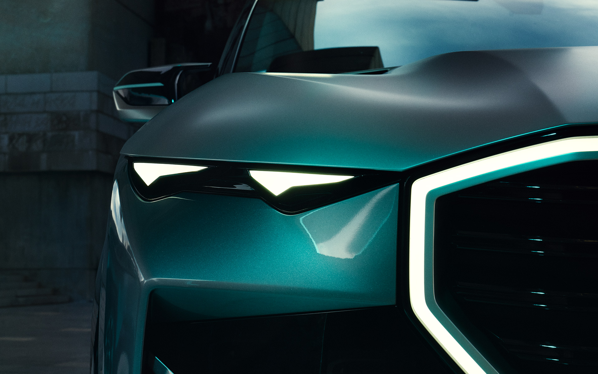 G09 BMW Concept XM,靜止,車頭視角,頭燈特寫 G09 BMW Concept XM,靜止,車頭視角,頭燈特寫