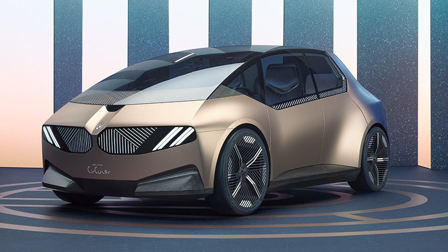 BMW i Vision Circular,BMW永續發展,純淨循環 BMW i Vision Circular四分之三車頭視角佇立,BMW永續發展,純淨循環