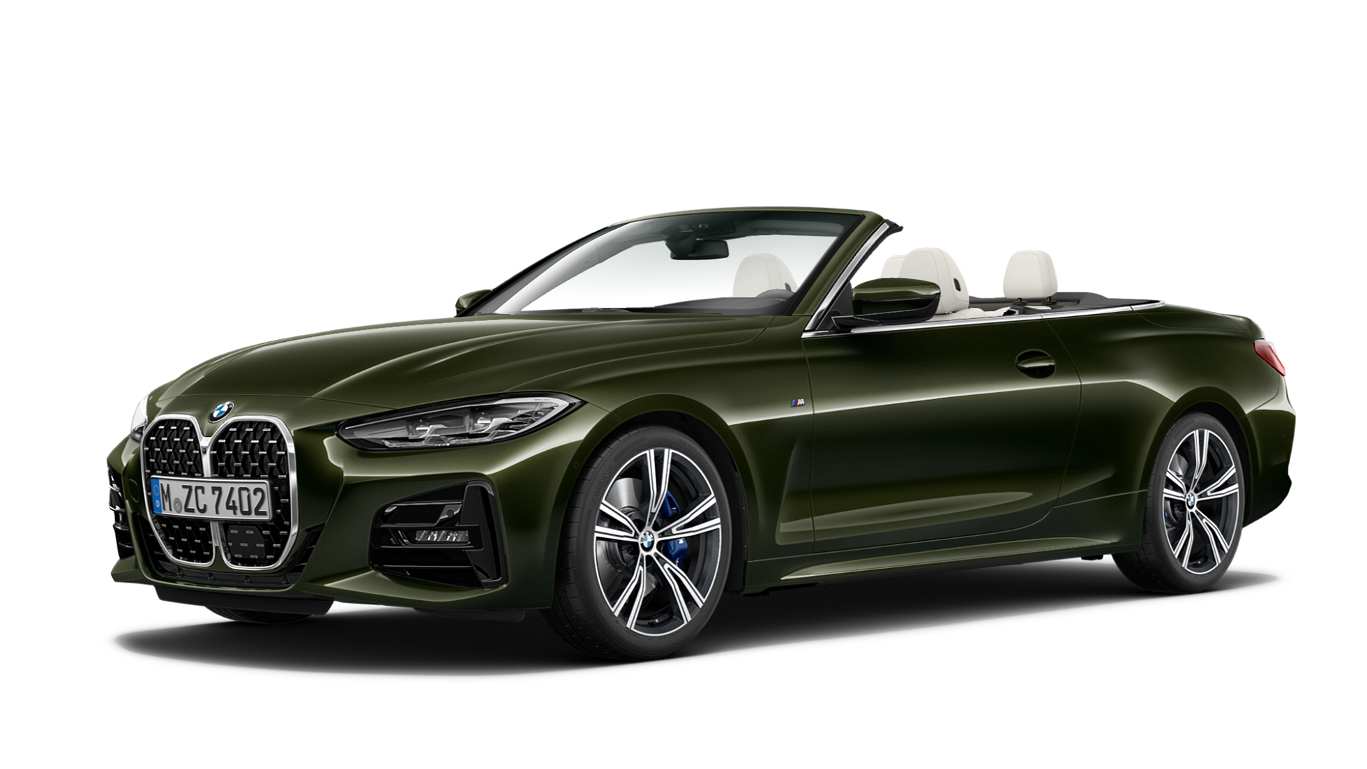 BMW 4系列敞篷跑車M Sport車型 外觀 G23 Sanremo Green銀粉漆車色的BMW 4系列敞篷跑車 M Sport車型的車頭 G23